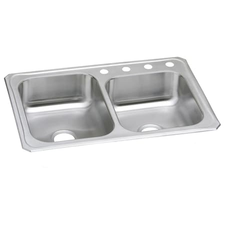 Celebrity Stainless Steel 33 X 22 X 7-1/4 Offset Double Bowl Top Mount Sink